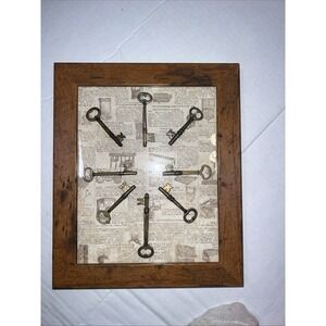 8 Vintage Skeleton Keys Mounted In a Wood Frame Mid Century Rustic Retro Norwalk